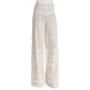alice + olivia lace wide pants size 6 cream white